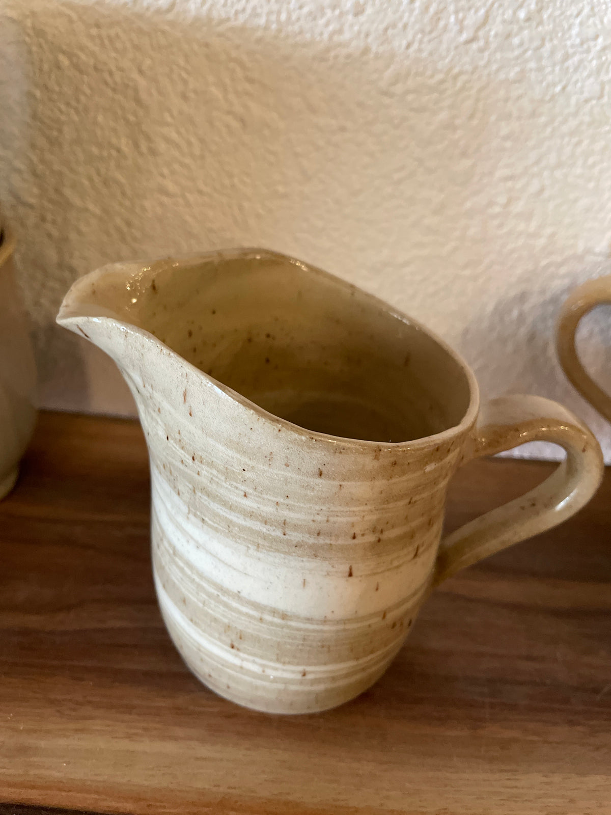 Tan striped pour mug  Fir + Fire Studio